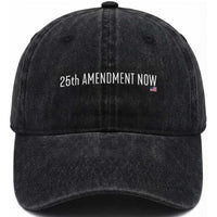 25th Amendment Now Minimalist Typography Graphic Washed Cotton Baseball Cap Political Satire Patriotic American Flag