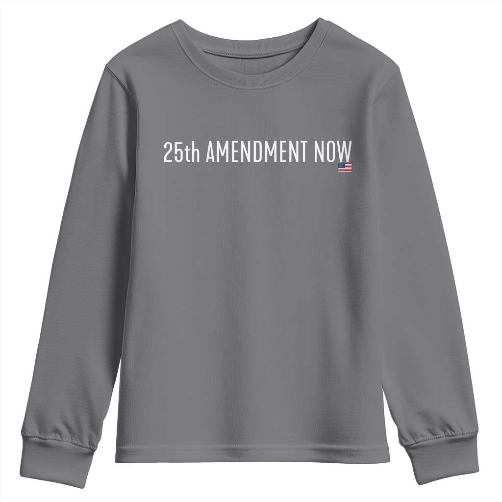 25th Amendment Now Minimalist Typography Graphic Youth Sweatshirt Political Satire Patriotic American Flag