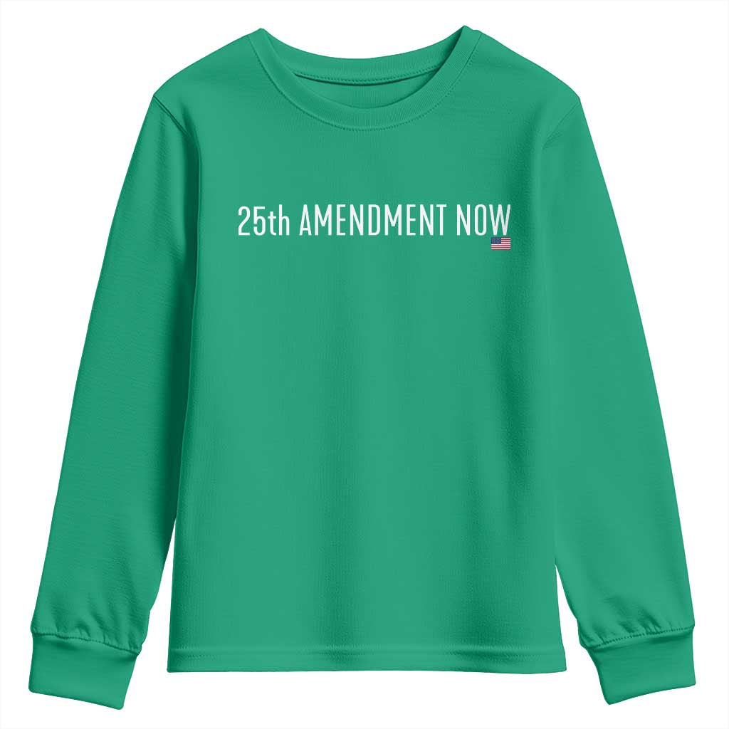 25th Amendment Now Minimalist Typography Graphic Youth Sweatshirt Political Satire Patriotic American Flag