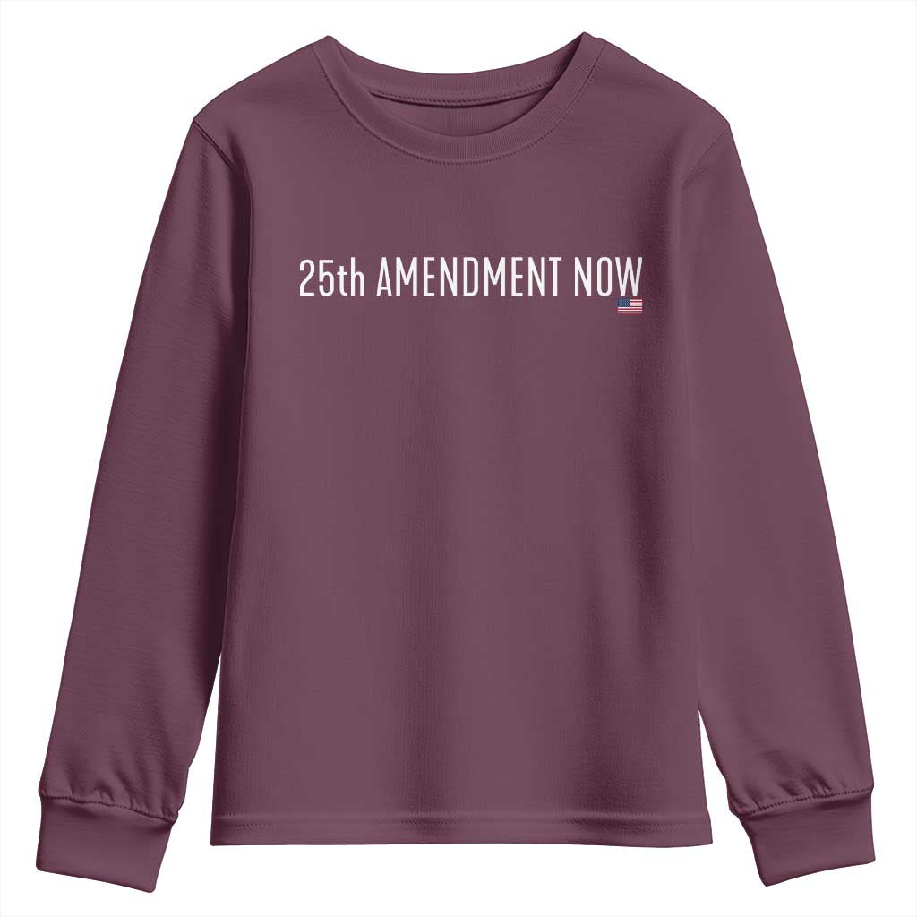 25th Amendment Now Minimalist Typography Graphic Youth Sweatshirt Political Satire Patriotic American Flag