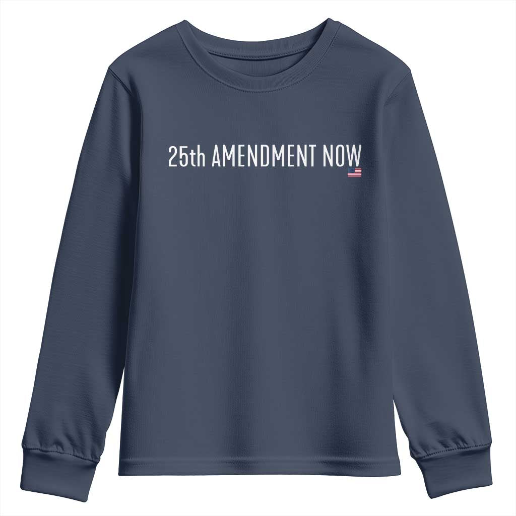 25th Amendment Now Minimalist Typography Graphic Youth Sweatshirt Political Satire Patriotic American Flag