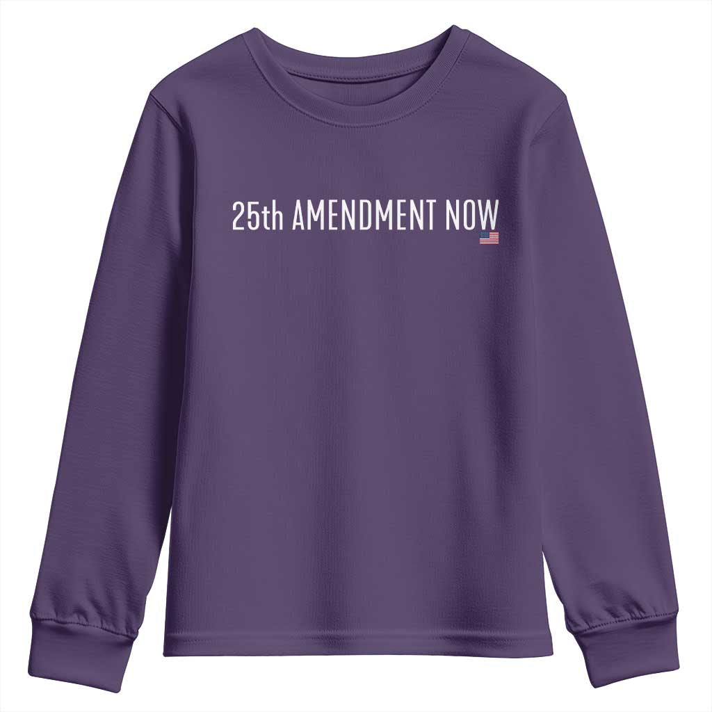 25th Amendment Now Minimalist Typography Graphic Youth Sweatshirt Political Satire Patriotic American Flag