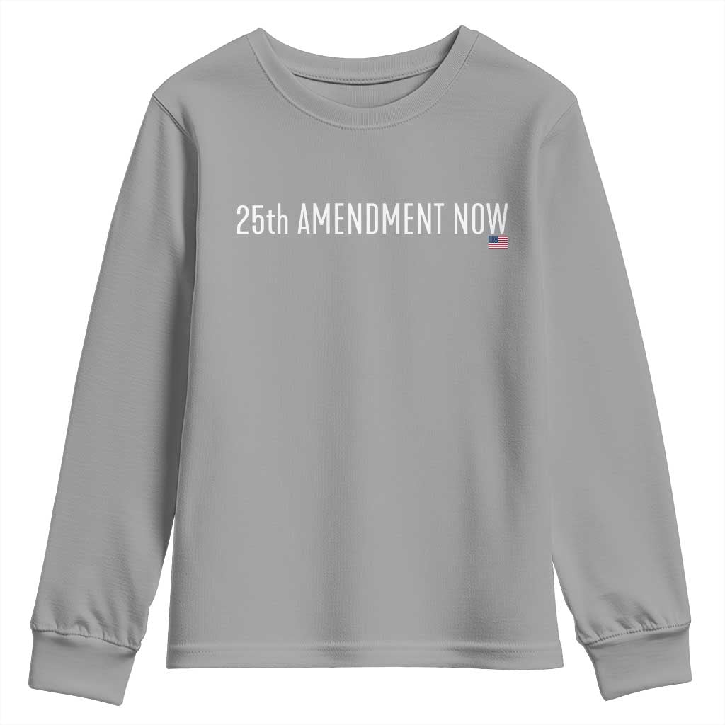 25th Amendment Now Minimalist Typography Graphic Youth Sweatshirt Political Satire Patriotic American Flag