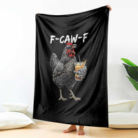 F-CAW-F Sarcastic Chicken Drinking Coffee Throw Blanket Funny Morning Mood Grumpy Hen Iced Coffee Lover