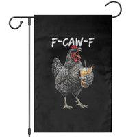 F-CAW-F Sarcastic Chicken Drinking Coffee Garden Flag Funny Morning Mood Grumpy Hen Iced Coffee Lover
