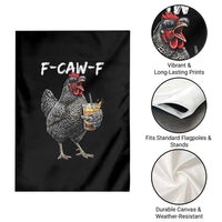 F-CAW-F Sarcastic Chicken Drinking Coffee Garden Flag Funny Morning Mood Grumpy Hen Iced Coffee Lover