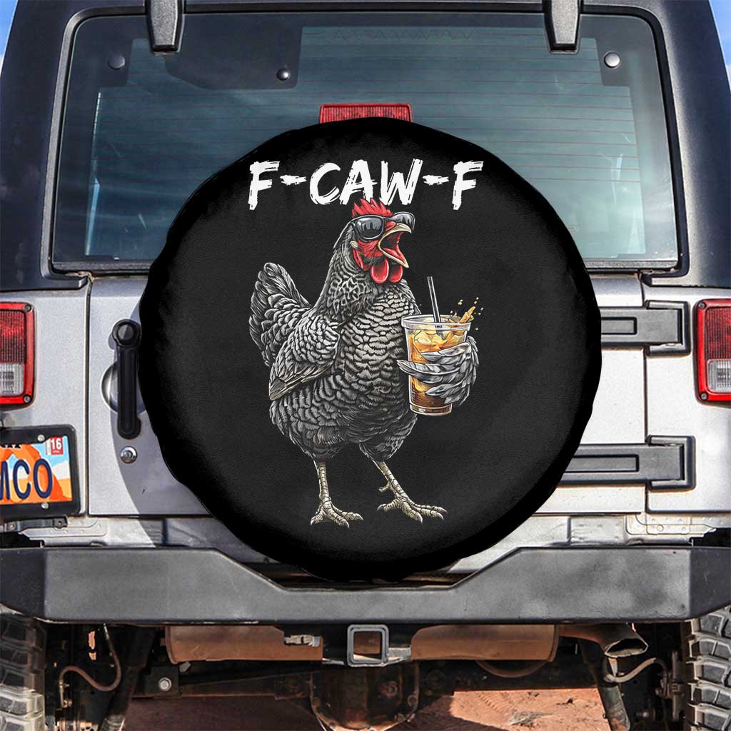 F-CAW-F Sarcastic Chicken Drinking Coffee Spare Tire Cover Funny Morning Mood Grumpy Hen Iced Coffee Lover