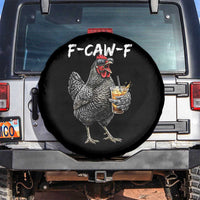 F-CAW-F Sarcastic Chicken Drinking Coffee Spare Tire Cover Funny Morning Mood Grumpy Hen Iced Coffee Lover