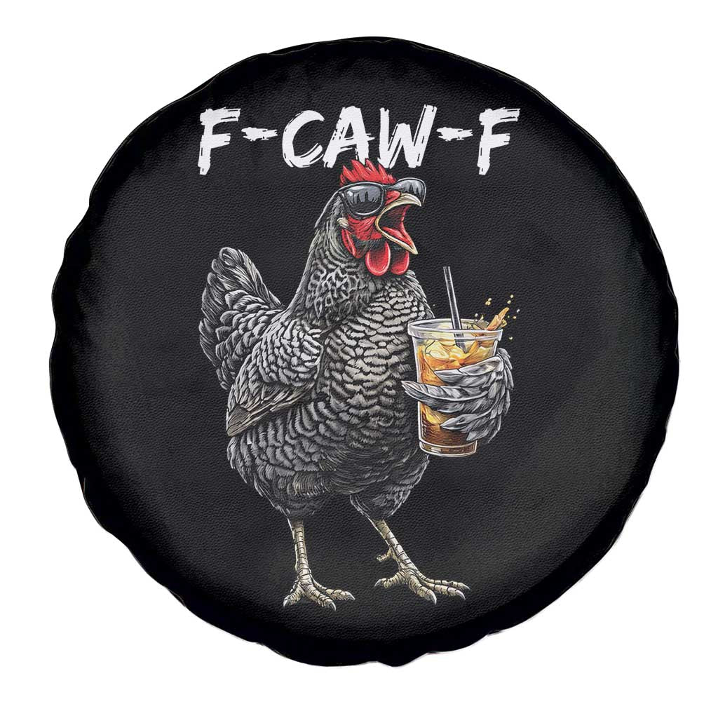 F-CAW-F Sarcastic Chicken Drinking Coffee Spare Tire Cover Funny Morning Mood Grumpy Hen Iced Coffee Lover
