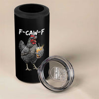 F-CAW-F Sarcastic Chicken Drinking Coffee 4 in 1 Can Cooler Tumbler Funny Morning Mood Grumpy Hen Iced Coffee Lover