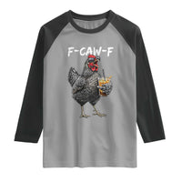 F-CAW-F Sarcastic Chicken Drinking Coffee Raglan Shirt Funny Morning Mood Grumpy Hen Iced Coffee Lover