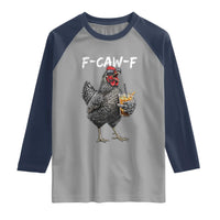 F-CAW-F Sarcastic Chicken Drinking Coffee Raglan Shirt Funny Morning Mood Grumpy Hen Iced Coffee Lover