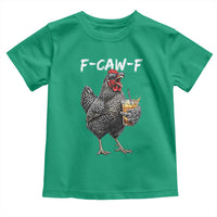 F-CAW-F Sarcastic Chicken Drinking Coffee Toddler T Shirt Funny Morning Mood Grumpy Hen Iced Coffee Lover