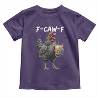 F-CAW-F Sarcastic Chicken Drinking Coffee Toddler T Shirt Funny Morning Mood Grumpy Hen Iced Coffee Lover