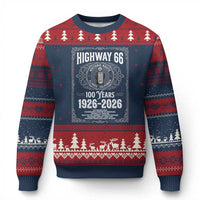 Historic Mother Road Highway 66 Ugly Christmas Sweater Centennial 1926-2026 Classic Gas Pump Filigree Graphic