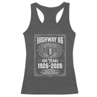 Historic Mother Road Highway 66 Racerback Tank Top Centennial 1926-2026 Classic Gas Pump Filigree Graphic