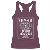 Historic Mother Road Highway 66 Racerback Tank Top Centennial 1926-2026 Classic Gas Pump Filigree Graphic
