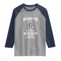 Historic Mother Road Highway 66 Raglan Shirt Centennial 1926-2026 Classic Gas Pump Filigree Graphic