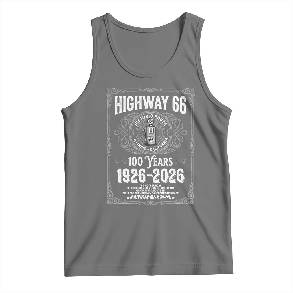 Historic Mother Road Highway 66 Tank Top Centennial 1926-2026 Classic Gas Pump Filigree Graphic