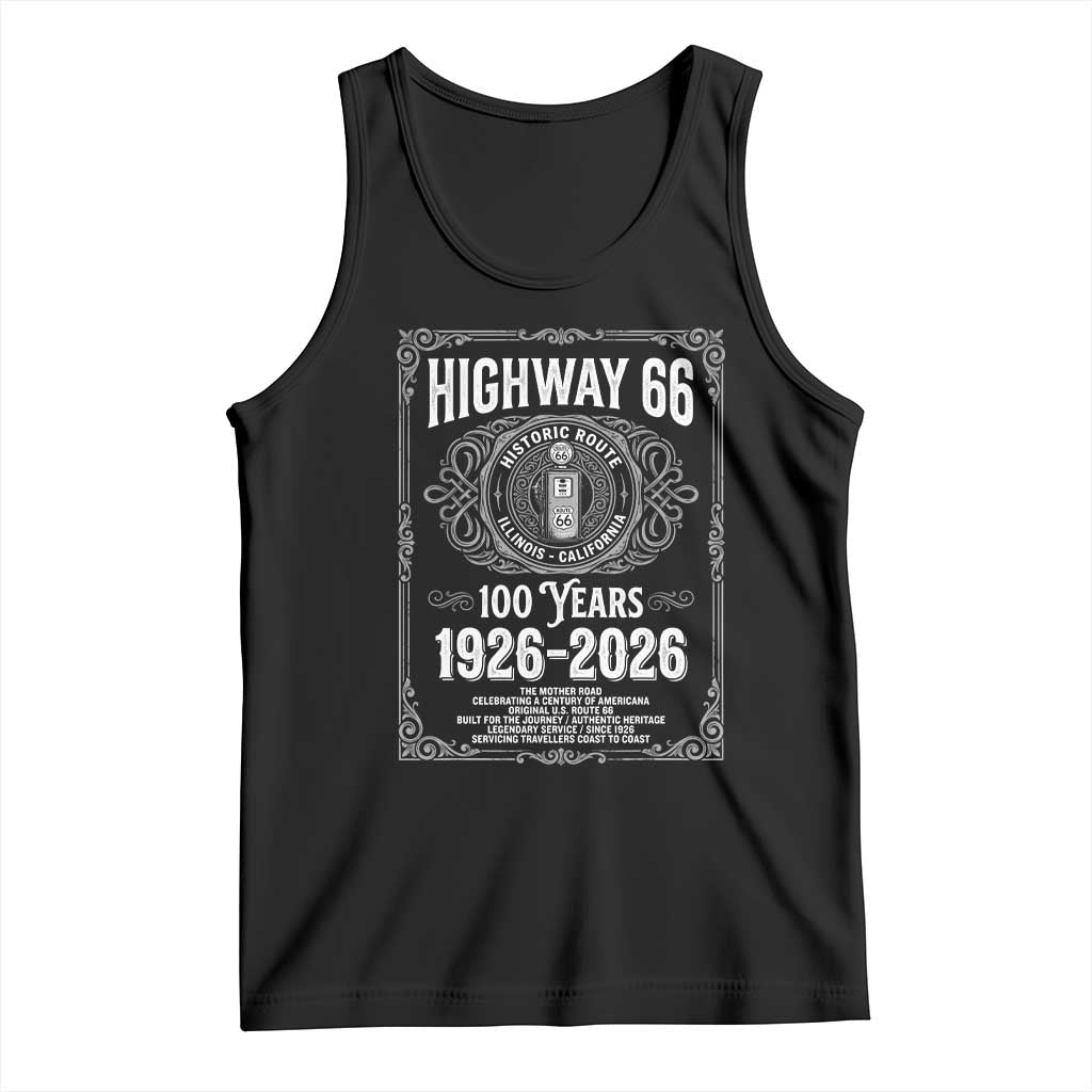 Historic Mother Road Highway 66 Tank Top Centennial 1926-2026 Classic Gas Pump Filigree Graphic
