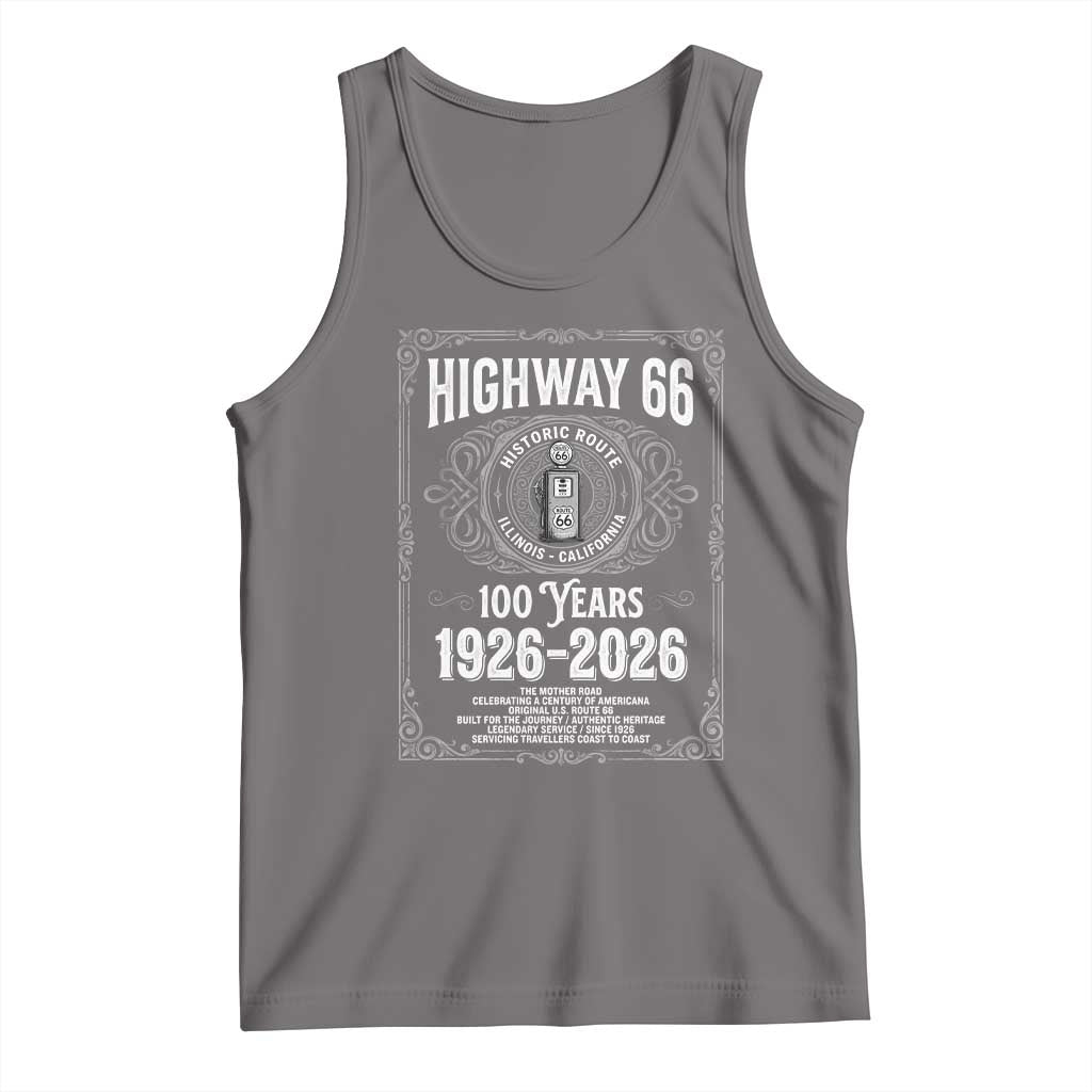Historic Mother Road Highway 66 Tank Top Centennial 1926-2026 Classic Gas Pump Filigree Graphic