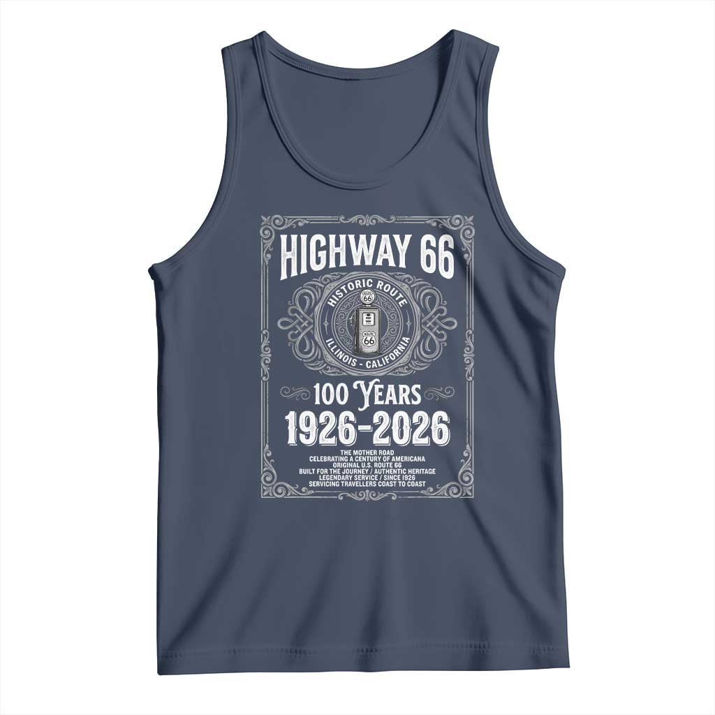 Historic Mother Road Highway 66 Tank Top Centennial 1926-2026 Classic Gas Pump Filigree Graphic