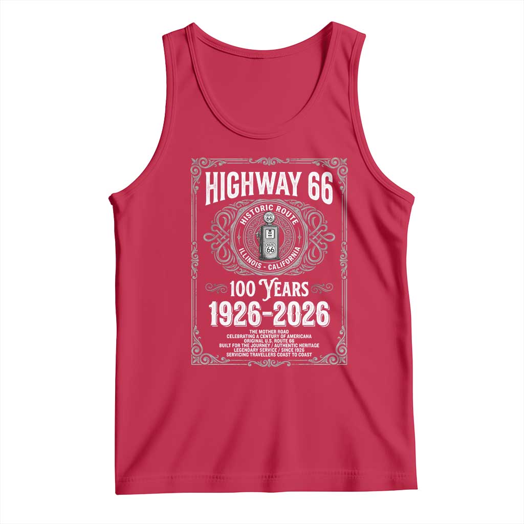 Historic Mother Road Highway 66 Tank Top Centennial 1926-2026 Classic Gas Pump Filigree Graphic