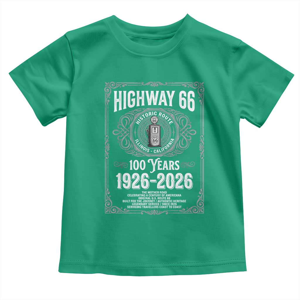 Historic Mother Road Highway 66 Toddler T Shirt Centennial 1926-2026 Classic Gas Pump Filigree Graphic
