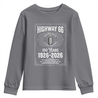 Historic Mother Road Highway 66 Youth Sweatshirt Centennial 1926-2026 Classic Gas Pump Filigree Graphic