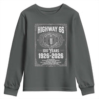 Historic Mother Road Highway 66 Youth Sweatshirt Centennial 1926-2026 Classic Gas Pump Filigree Graphic