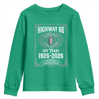 Historic Mother Road Highway 66 Youth Sweatshirt Centennial 1926-2026 Classic Gas Pump Filigree Graphic