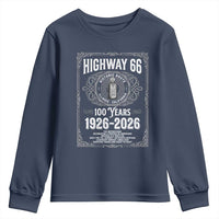 Historic Mother Road Highway 66 Youth Sweatshirt Centennial 1926-2026 Classic Gas Pump Filigree Graphic