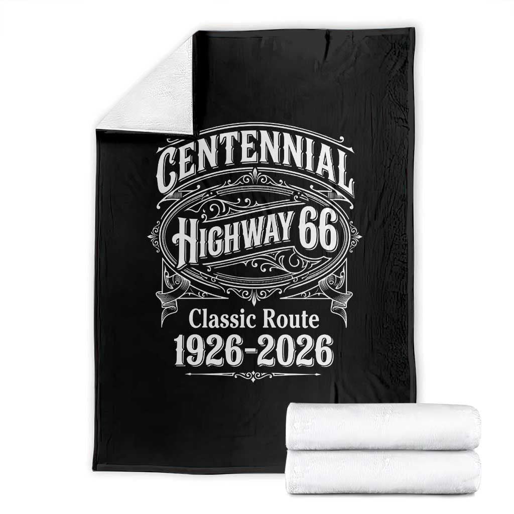 America Highway 66 Centennial 1926-2026 Classic Route Throw Blanket Vintage The Mother Road Victorian Filigree Graphic
