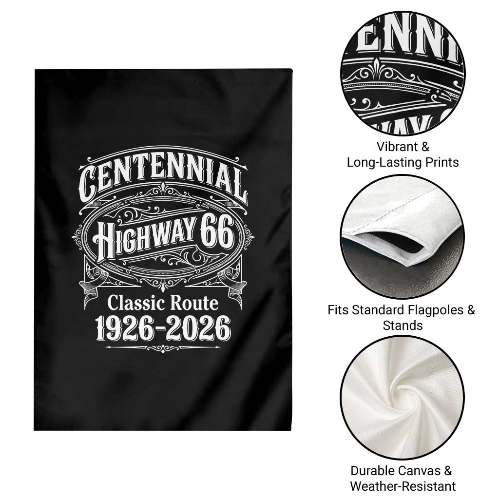 America Highway 66 Centennial 1926-2026 Classic Route Garden Flag Vintage The Mother Road Victorian Filigree Graphic