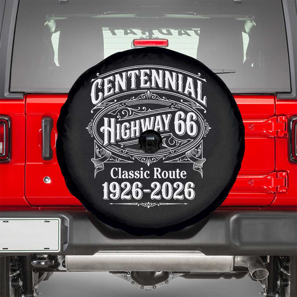 America Highway 66 Centennial 1926-2026 Classic Route Spare Tire Cover Vintage The Mother Road Victorian Filigree Graphic