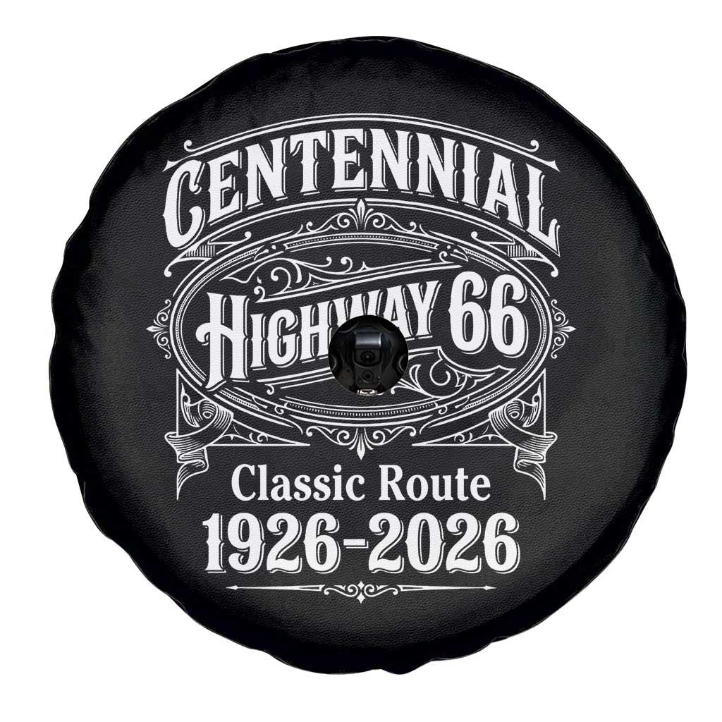 America Highway 66 Centennial 1926-2026 Classic Route Spare Tire Cover Vintage The Mother Road Victorian Filigree Graphic