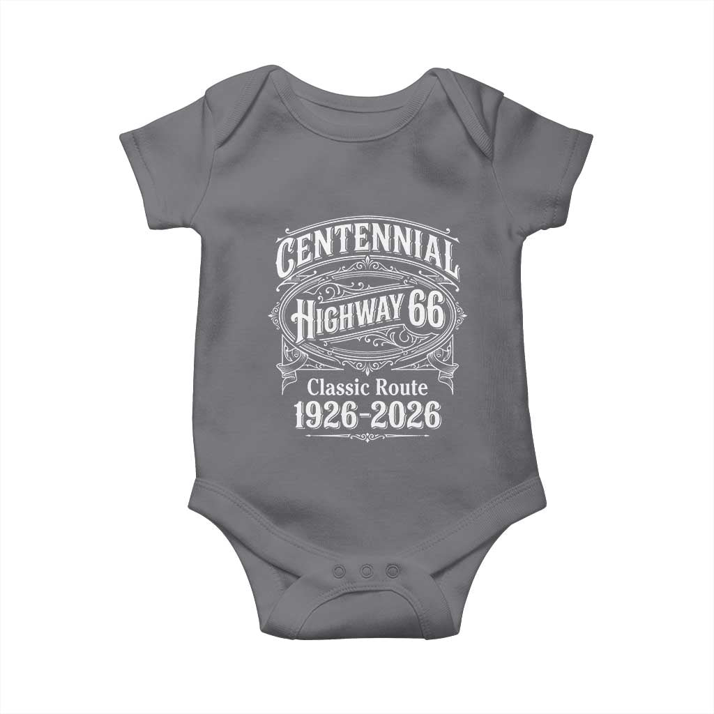 America Highway 66 Centennial 1926-2026 Classic Route Baby Onesie Vintage The Mother Road Victorian Filigree Graphic