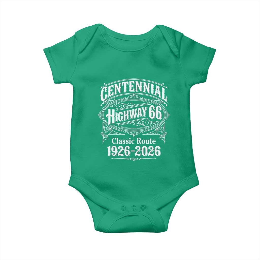America Highway 66 Centennial 1926-2026 Classic Route Baby Onesie Vintage The Mother Road Victorian Filigree Graphic