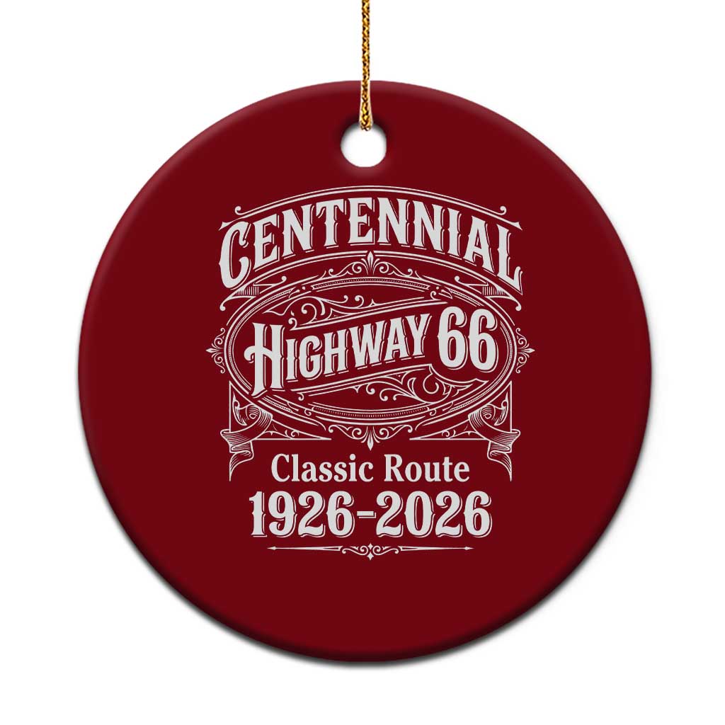 America Highway 66 Centennial 1926-2026 Classic Route Ceramic Ornament Vintage The Mother Road Victorian Filigree Graphic