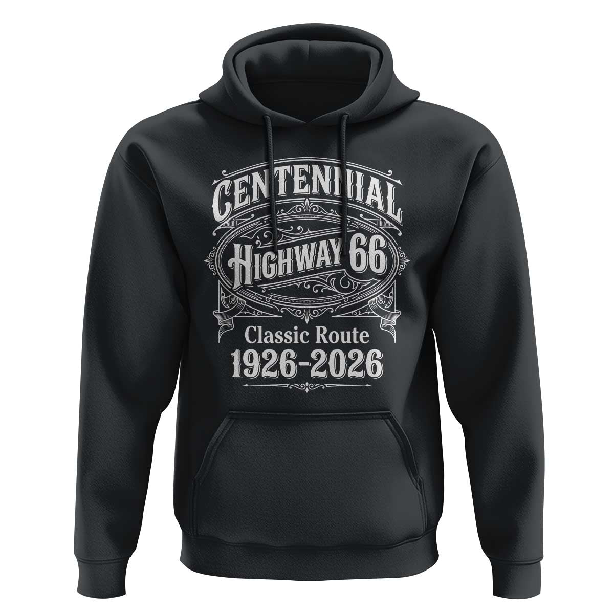 America Highway 66 Centennial 1926-2026 Classic Route Hoodie Vintage The Mother Road Victorian Filigree Graphic