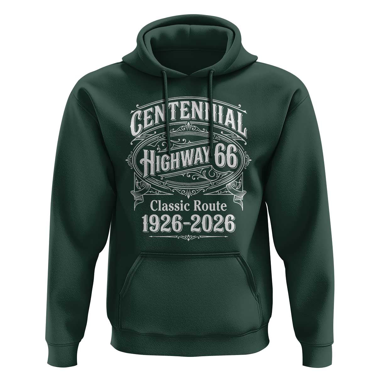 America Highway 66 Centennial 1926-2026 Classic Route Hoodie Vintage The Mother Road Victorian Filigree Graphic