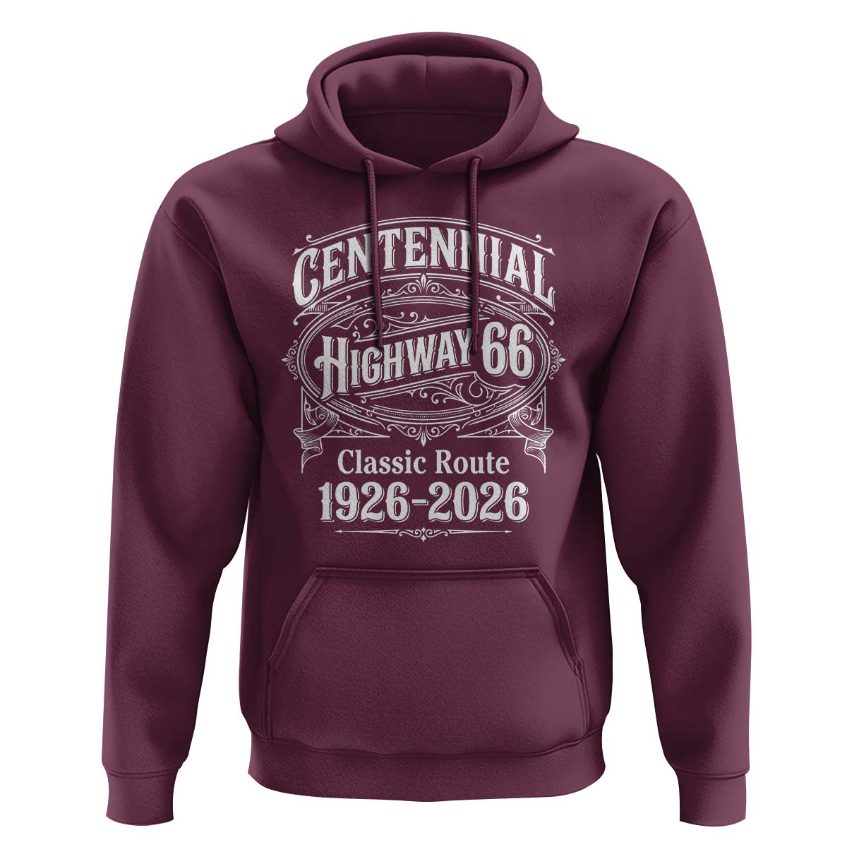 America Highway 66 Centennial 1926-2026 Classic Route Hoodie Vintage The Mother Road Victorian Filigree Graphic