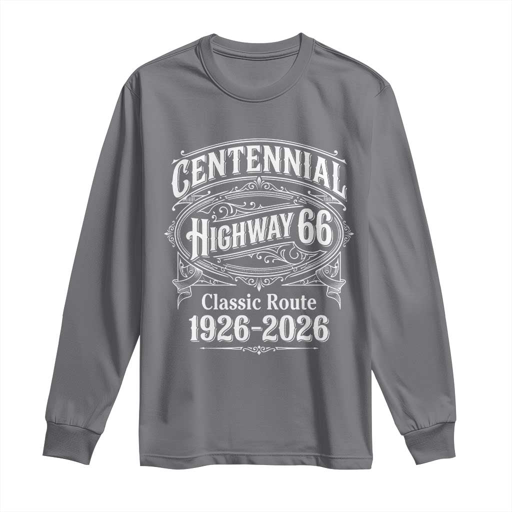 America Highway 66 Centennial 1926-2026 Classic Route Long Sleeve Shirt Vintage The Mother Road Victorian Filigree Graphic