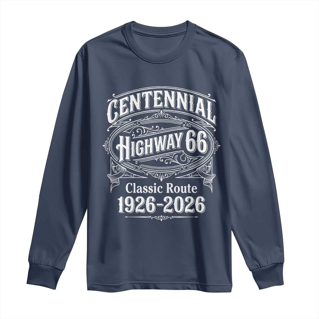 America Highway 66 Centennial 1926-2026 Classic Route Long Sleeve Shirt Vintage The Mother Road Victorian Filigree Graphic