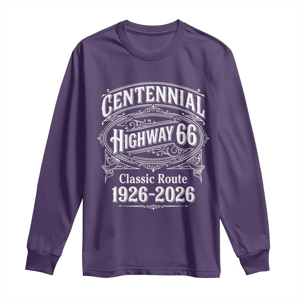 America Highway 66 Centennial 1926-2026 Classic Route Long Sleeve Shirt Vintage The Mother Road Victorian Filigree Graphic