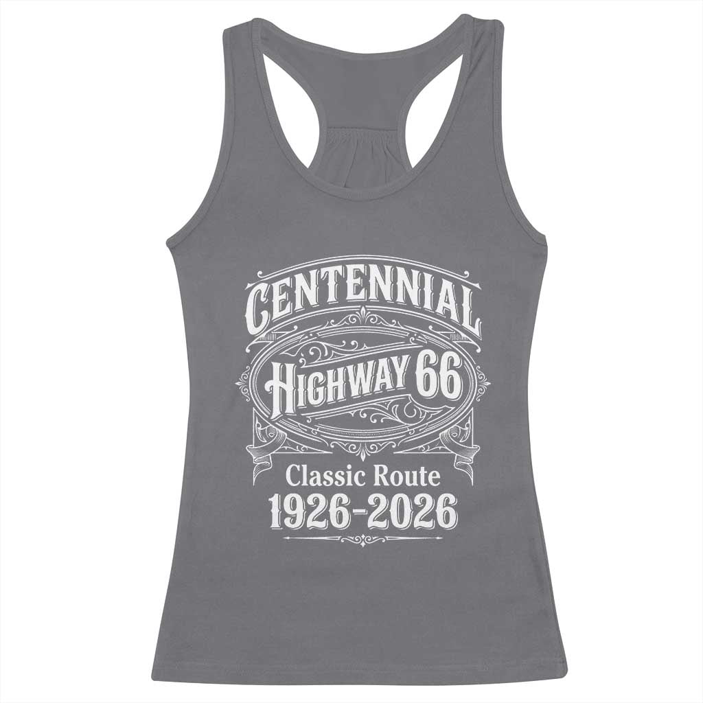 America Highway 66 Centennial 1926-2026 Classic Route Racerback Tank Top Vintage The Mother Road Victorian Filigree Graphic