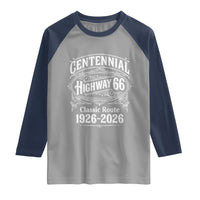 America Highway 66 Centennial 1926-2026 Classic Route Raglan Shirt Vintage The Mother Road Victorian Filigree Graphic