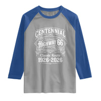 America Highway 66 Centennial 1926-2026 Classic Route Raglan Shirt Vintage The Mother Road Victorian Filigree Graphic
