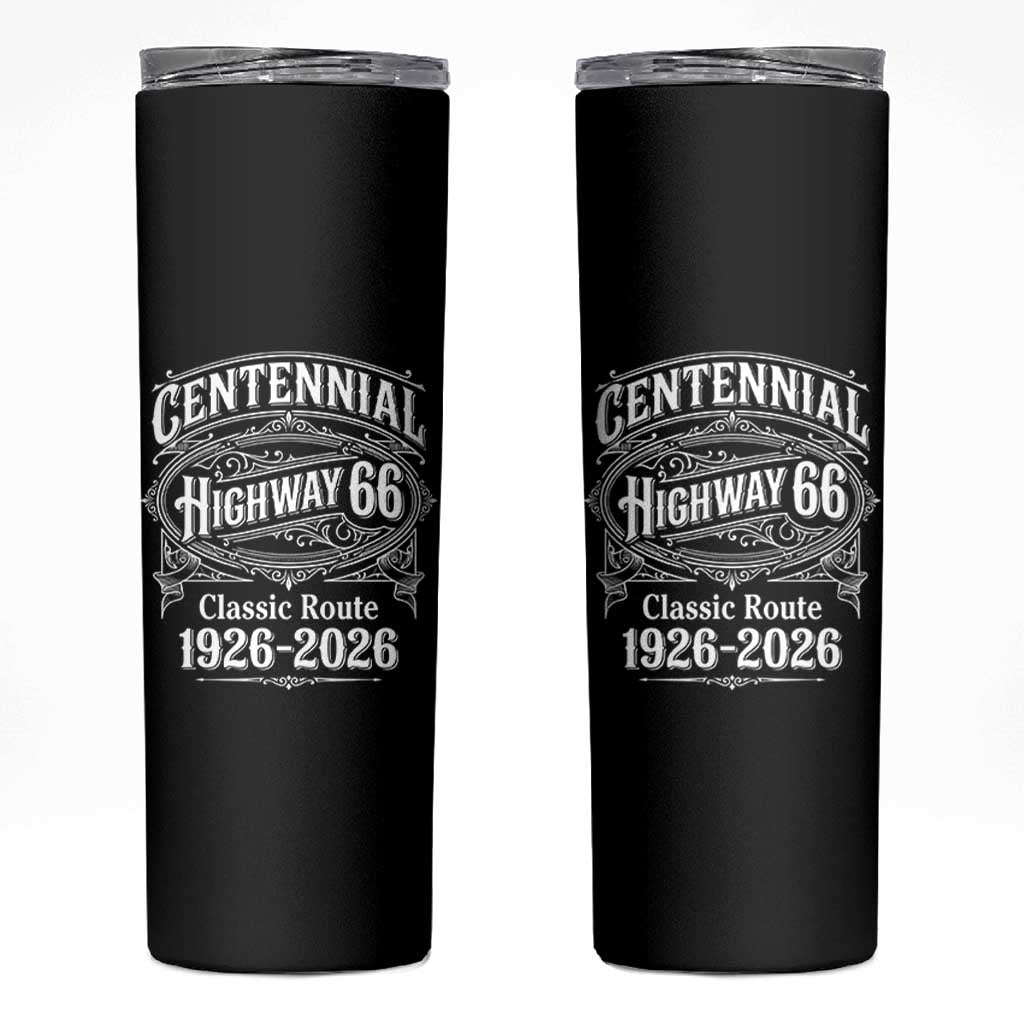 America Highway 66 Centennial 1926-2026 Classic Route Skinny Tumbler Vintage The Mother Road Victorian Filigree Graphic
