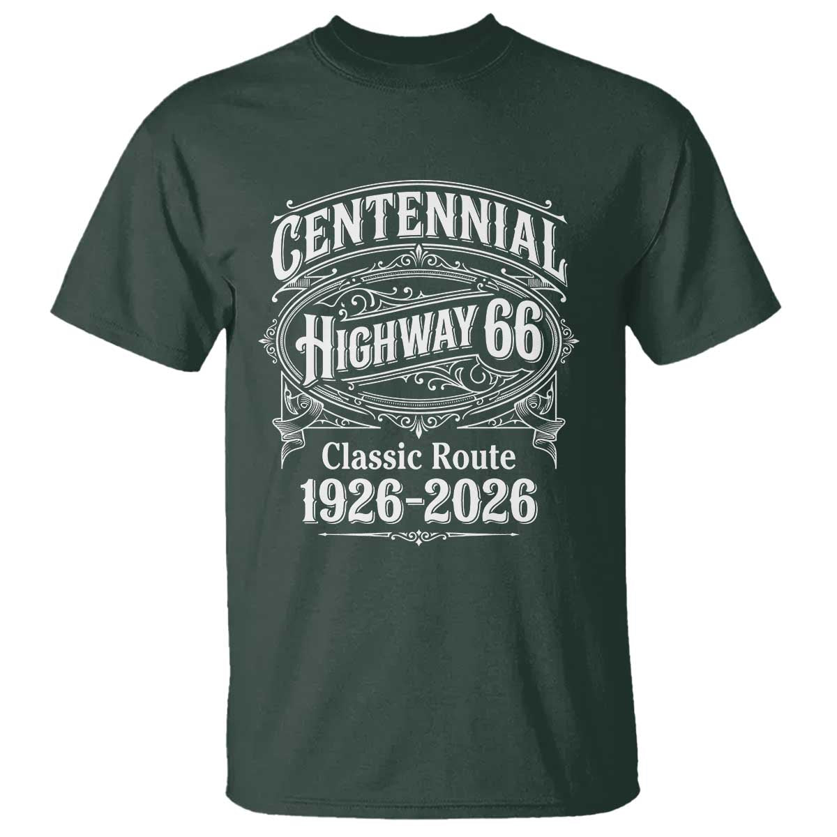 America Highway 66 Centennial 1926-2026 Classic Route T Shirt Vintage The Mother Road Victorian Filigree Graphic